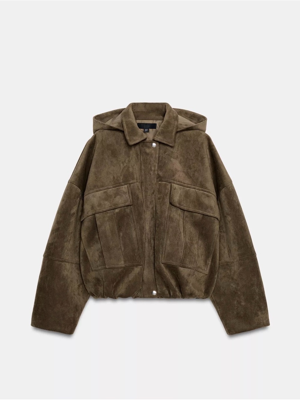 Zara Olive Green Hooded Bomber Jacket